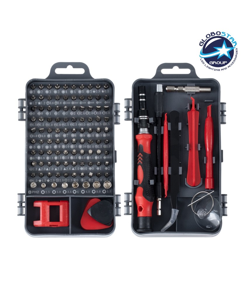 GLOBOSTAR® ELEKIT 79999 Ολοκληρωμένο Mini DIY ΚΙΤ με 115 Μικροεργαλεία σε 1 Βαλιτσάκι για Επισκευές Κινητών Τηλεφώνων, Laptop, Οπτικών & κλπ Μικροεπισκευών